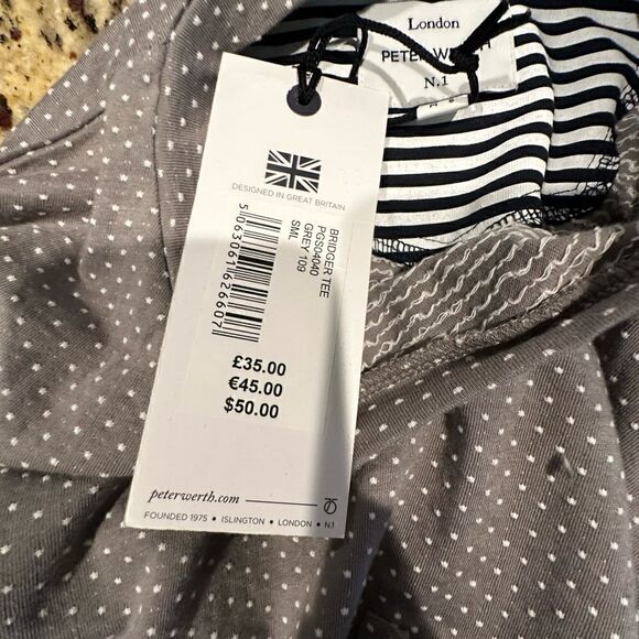 NWT - Peter Werth Men’s Short Sleeve Shirt Tee Gray White Polka Dot - M - Picture 3 of 5